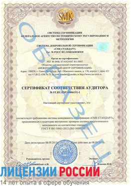 Образец сертификата соответствия аудитора №ST.RU.EXP.00006191-1 Горно-Алтайск Сертификат ISO 50001